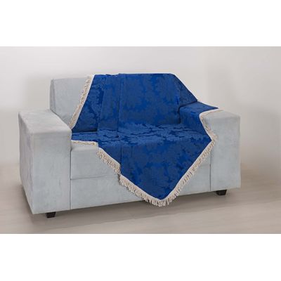 Xale para Sofá Decoração Sala Jacquard 2,90 X 1,50 Azul