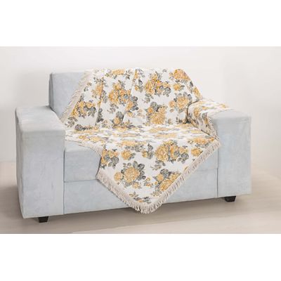 Xale para Sofá Decoração Sala Jacquard 2,90 X 1,50 Branco