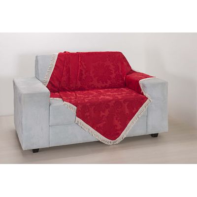 Xale para Sofá Decoração Sala Jacquard 2,90X1,50 Vermelho
