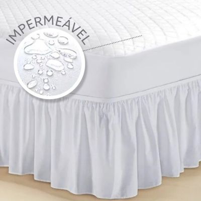 Conjunto Capa para Colchão Impermeável Matelada Casal + Saia box Branca