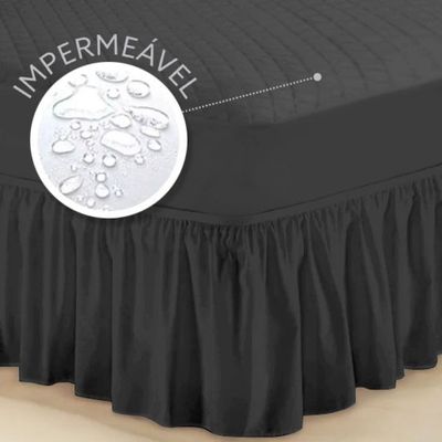 Capa Impermeável para Colchão Matelada Casal King Preto + Saia box
