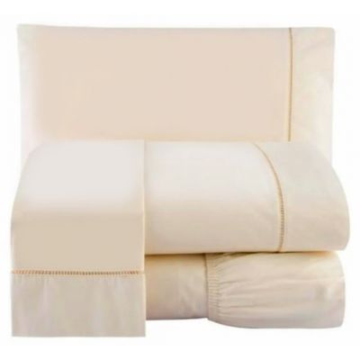Jogo Lençol 200 Fios Toque Macio Ponto Palito Cama Queen 4pçs Palha