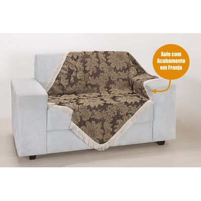 Manta Sofá Xale Decorativo 1,50mx1.50 + 4 almofadas cheias Cáqui/Azul