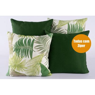 Kit 1 Manta Sofá Xale Decorativo 1,50 X 1,50 + 4 Almofadas Verde