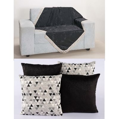 Kit 4 Capas Almofadas Decorativas Sala Sofá com xale Preto