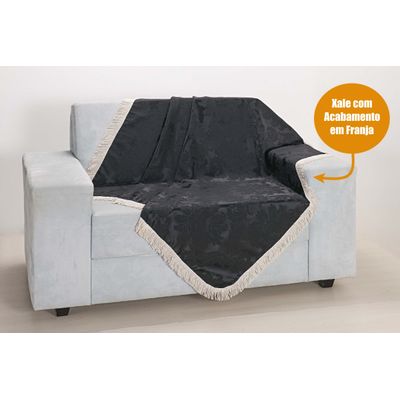 Kit 4 Capas Almofadas Decorativas Sala Sofá com xale Preto