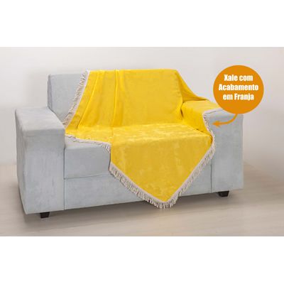 Kit 4 Capas Almofadas Decorativas Sala Sofá com xale Amarelo