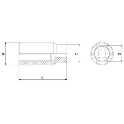 Soquete Sextavado Longo Em Aço Cromo Vanádio 22 Mm - Encaixe 1/2" Tramontina Pro Tramontina