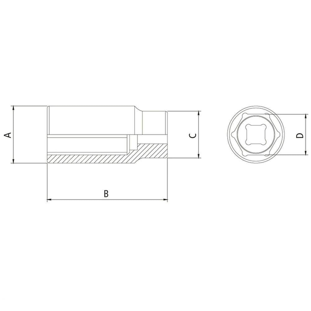 Soquete Sextavado Longo Em Aço Cromo Vanádio 18 Mm - Encaixe 1/2" Tramontina Pro Tramontina