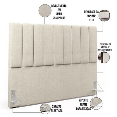 Kit Cabeceira Casal 140cm E Calçadeira Baú Champagne