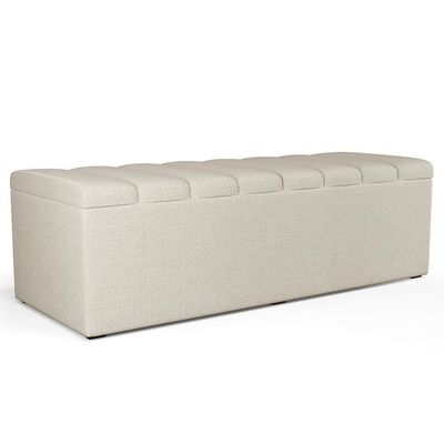 Kit Cabeceira Casal 140cm E Calçadeira Baú Champagne
