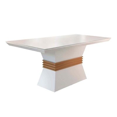 Kit Mesa Tampo Reto 120cm + 4 Cadeiras Imbuia Veludo Creme