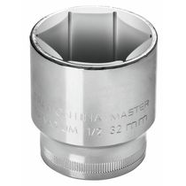 "Soquete Sextavado 18 Mm Encaixe 1/2"" Em Aço Cromo Vanádio Com Acabamento Cromado"