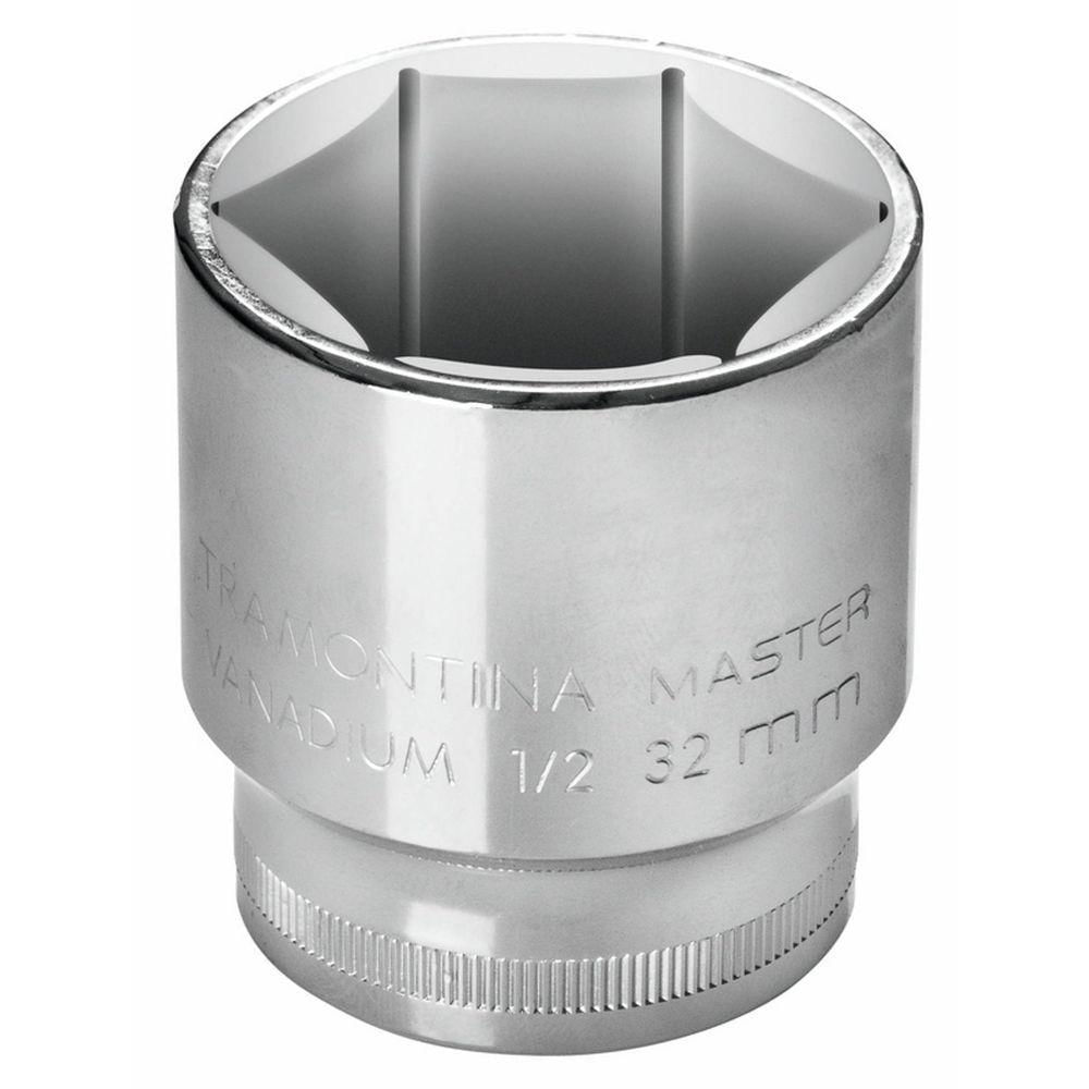 "Soquete Sextavado 18 Mm Encaixe 1/2"" Em Aço Cromo Vanádio Com Acabamento Cromado"