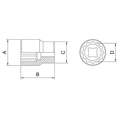 Soquete Estriado Em Aço Cromo Vanádio 3/4" - Encaixe 1/2" Tramontina Pro Tramontina
