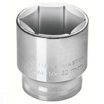Soquete Sextavado 22 Mm Encaixe 1/2" Em Aço Cromo Vanádio Com Acabamento Cromado