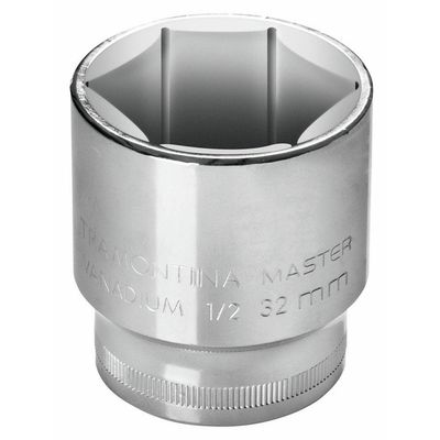 Soquete Sextavado 22 Mm Encaixe 1/2" Em Aço Cromo Vanádio Com Acabamento Cromado