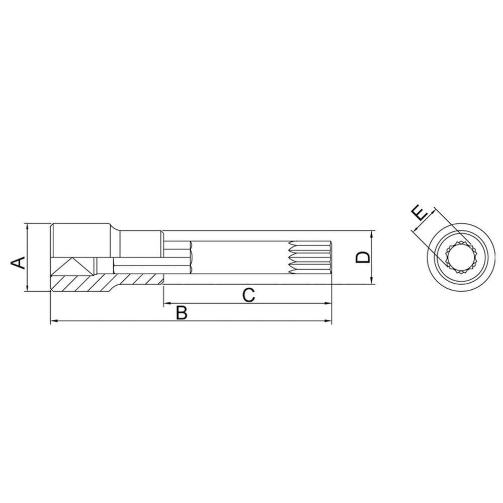 Soquete Longo Em Aço Cromo Vanádio Ponta Multidentada 6 Mm - Encaixe 1/2" Tramontina