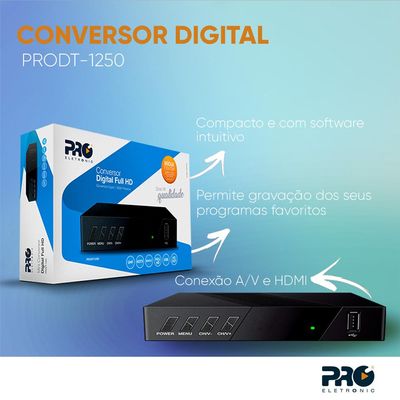 Conversor Digital Full HD Pro Eletronic PRODT1250 Preto