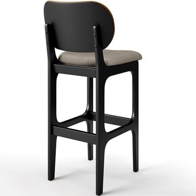 Kit 3 Banquetas Alta Betta Preto Whisky Linho Bege