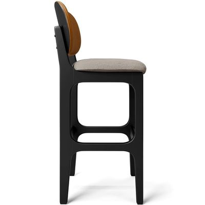 Kit 3 Banquetas Alta Betta Preto Whisky Linho Bege