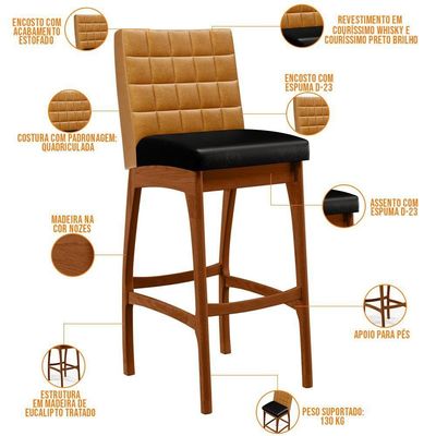 Banqueta Alta Cozinha Sala De Jantar B04 Whisky Preto