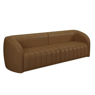 Kit Sofá 05 Lugares Para Sala 332 Cm Com 02 Poltronas Lazio M03 Couríssimo Whisky - Lyam Decor