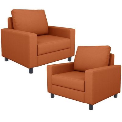 Kit 02 Poltronas Decorativa Para Sala De Estar E Recepção Malta L02 Tecido Terracota
