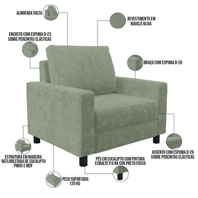 Kit 02 Poltronas Decorativa Para Sala De Estar E Recepção Malta L02 Bouclê Oliva