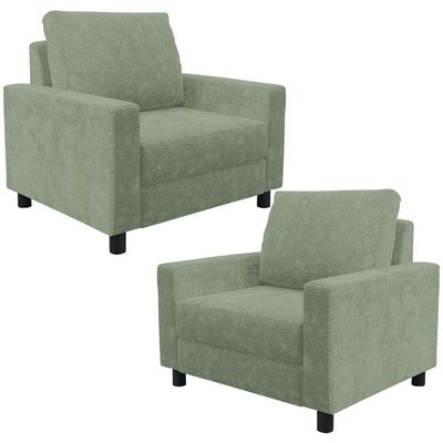 Kit 02 Poltronas Decorativa Para Sala De Estar E Recepção Malta L02 Bouclê Oliva