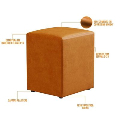 Kit 04 Puffs Quadrado Decorativo L02 Couríssimo Whisky