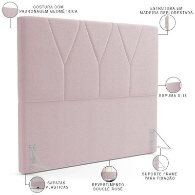 Cabeceira Cama Box Casal King 195 Cm Aurora W01 Bouclê Rosê