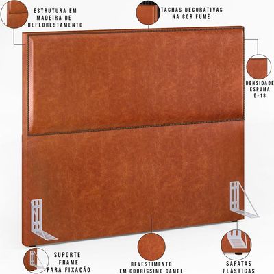 Cabeceira Box Casal King Com Tachas 195 Cm Couríssimo Camel