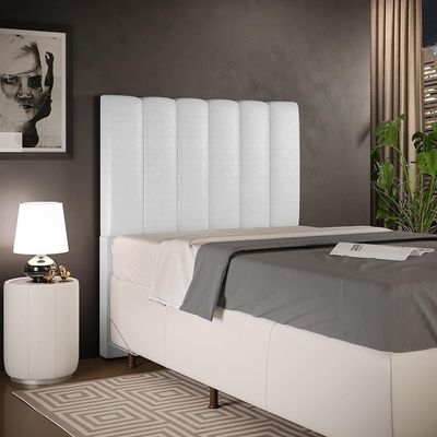Cabeceira Cama Box Painel Solteiro 100 Cm Cinza Metalizado