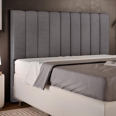 Cabeceira Cama Box Casal King 195 Cm Linho Cinza Escuro