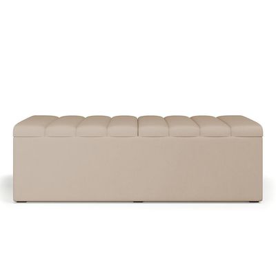 Kit Cabeceira Casal 140cm C/Calçadeira Recamier Baú Bege
