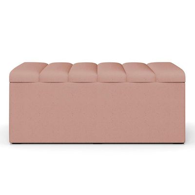 Kit Cabeceira Solteiro 100cm Com Calçadeira Baú Rosê