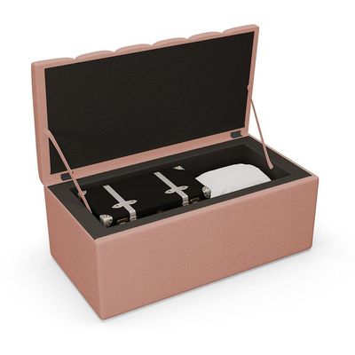 Kit Cabeceira Solteiro 100cm Com Calçadeira Baú Rosê