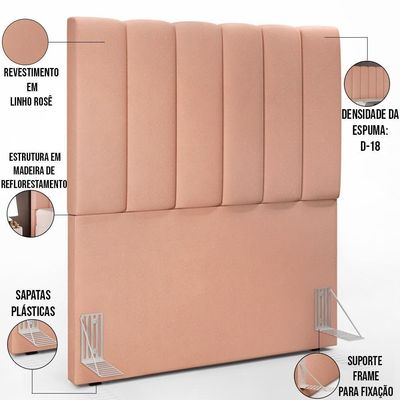Kit Cabeceira Solteiro 100cm Com Calçadeira Baú Rosê