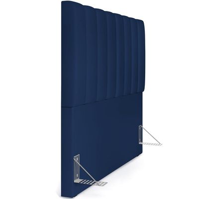 Kit Cabeceira Casal 140cm Calçadeira Baú Azul Marinho