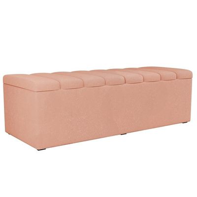 Kit Cabeceira Casal 140 Cm Com Calçadeira Recamier Baú Rosê