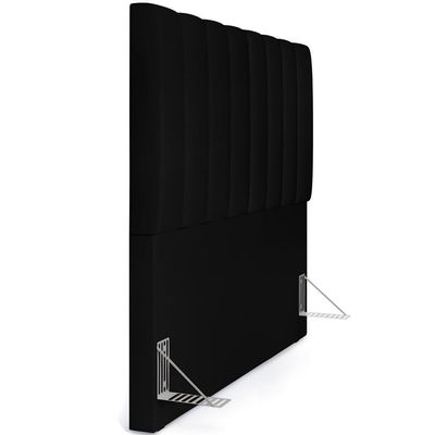Kit Cabeceira Casal 140cm Com Calçadeira Recamier Baú Preto