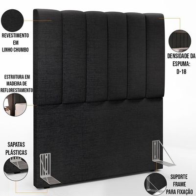 Kit Cabeceira Solteiro 100cm E Calçadeira Baú Chumbo