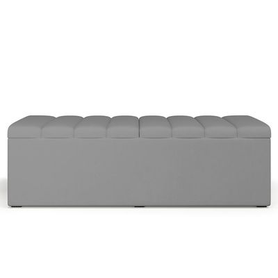 Kit Cabeceira Casal 140cm Com Calçadeira Recamier Baú Cinza