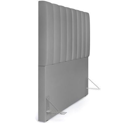 Kit Cabeceira Casal 140cm Com Calçadeira Recamier Baú Cinza