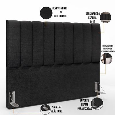 Kit Cabeceira Casal Queen 160cm Com Calçadeira Baú Chumbo