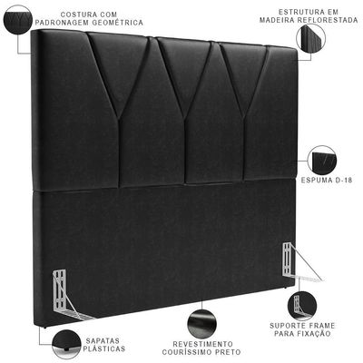 Cabeceira Cama Box Casal King 195 Cm Aurora W01 Preto