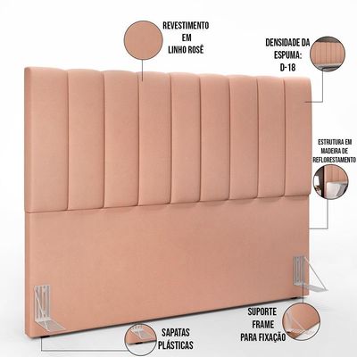 Cabeceira Cama Box Casal Queen 160 Cm Dália W01 Linho Rosê