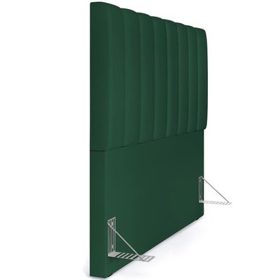 Kit Cabeceira Casal 140cm Calçadeira Baú Verde Musgo