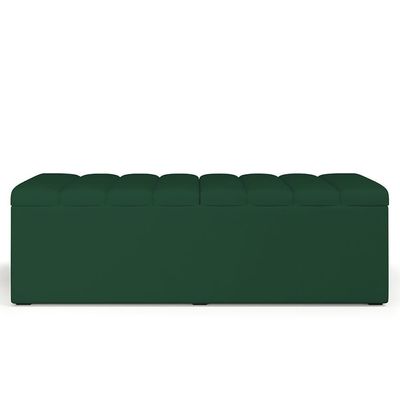 Kit Cabeceira Casal 140cm Calçadeira Baú Verde Musgo